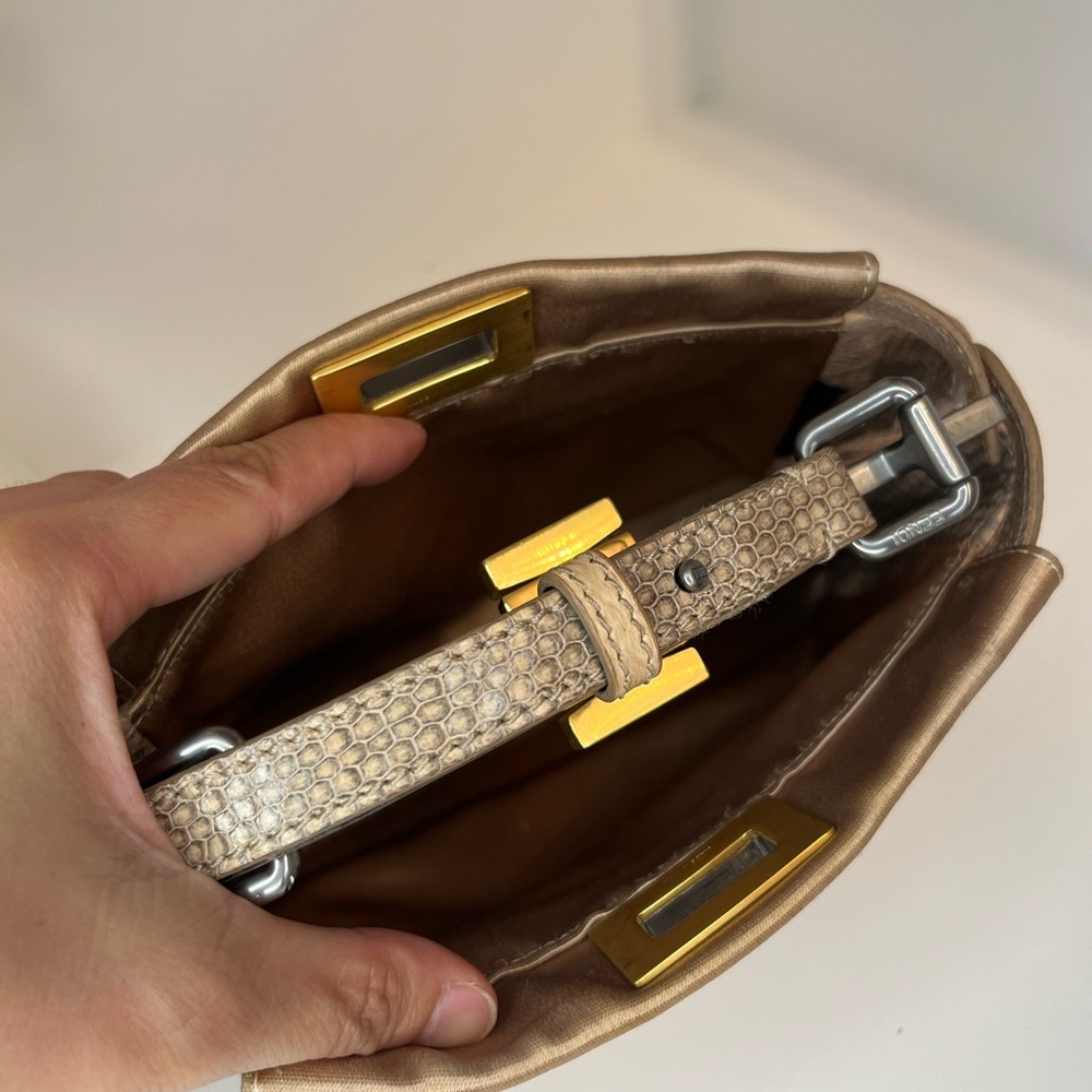 FENDI
Beige Satin And Snakeskin Mini Peekaboo Satchel Bag - Picture 10 of 16